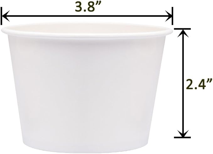 Paper Ice Cream Cups, Paper Hot/Cold Soup Cups - 100 Count Cups (White) (12 oz)
