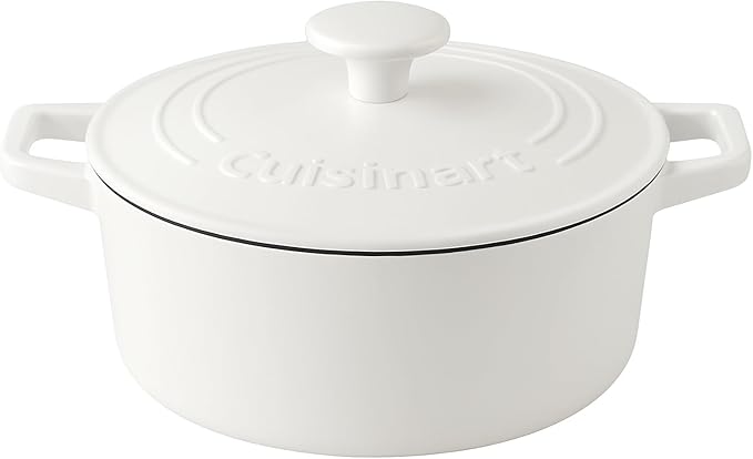 Cuisinart Chef's Classic Enameled Cast Iron Round Covered Casserole (White, 7-Quart)