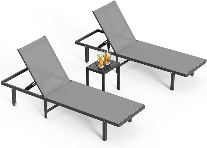 Pool Lounge Chairs Set of 3,Outdoor Lounge Chairs - Image 8