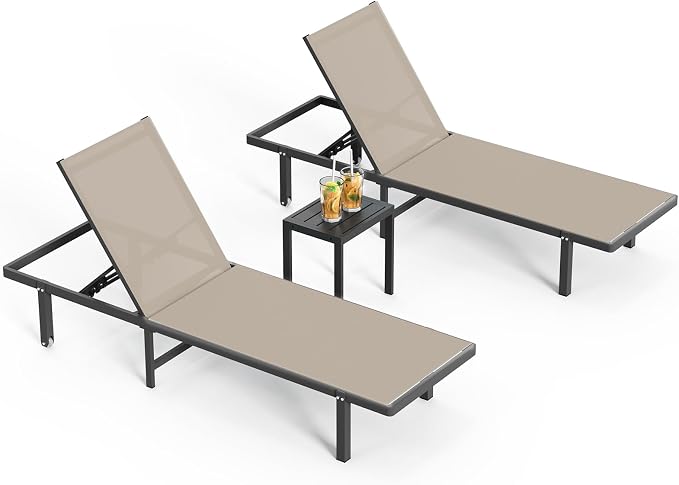 Pool Lounge Chairs Set of 3,Outdoor Lounge Chairs - Image 8