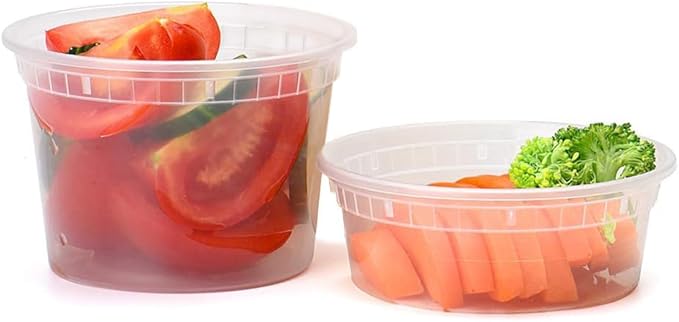 Glotoch Express 8oz & 16oz Combo Pack Food Containers with Lids, BPA-Free Plastic Deli Cups, Leakproof, Microwave/Freezer/Dishwasher Safe, 240 Pack