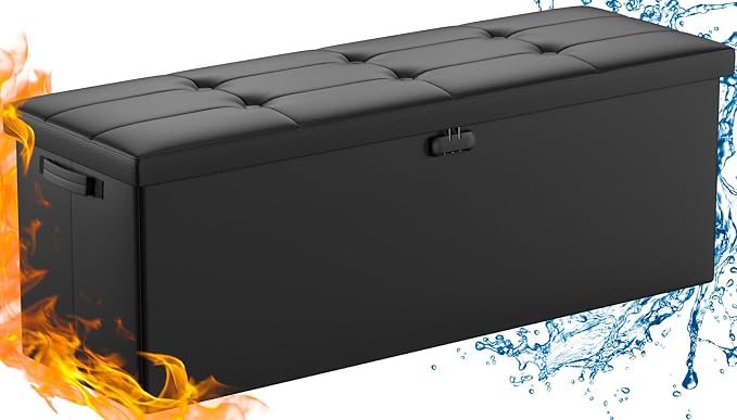 DocSafe Storage Ottoman Bench, Fireproof&Waterproof Folding Bench - Image 10