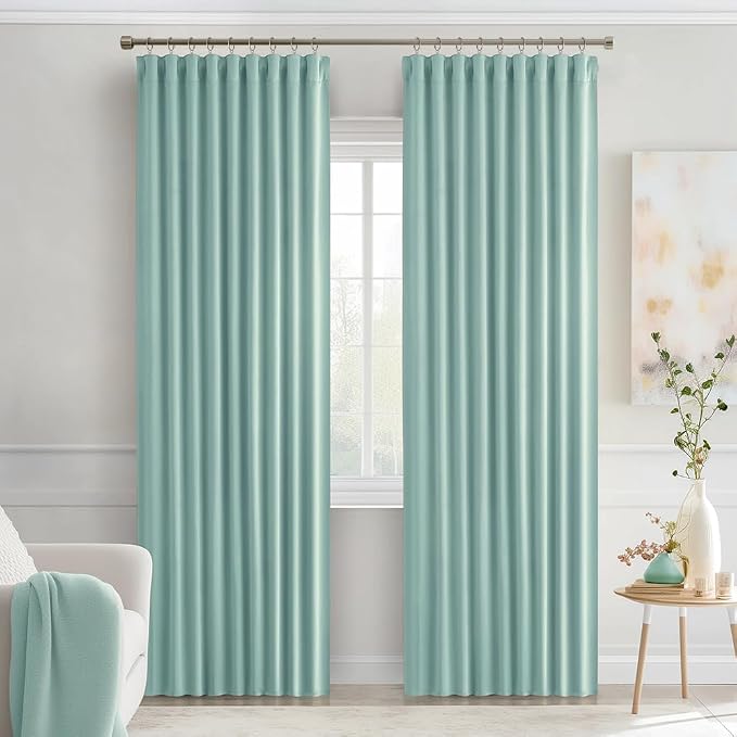 MIULEE Aqua Back Tab Blackout Curtains 52x84 Inch Length 2 Panels Set | Rod - Image 9