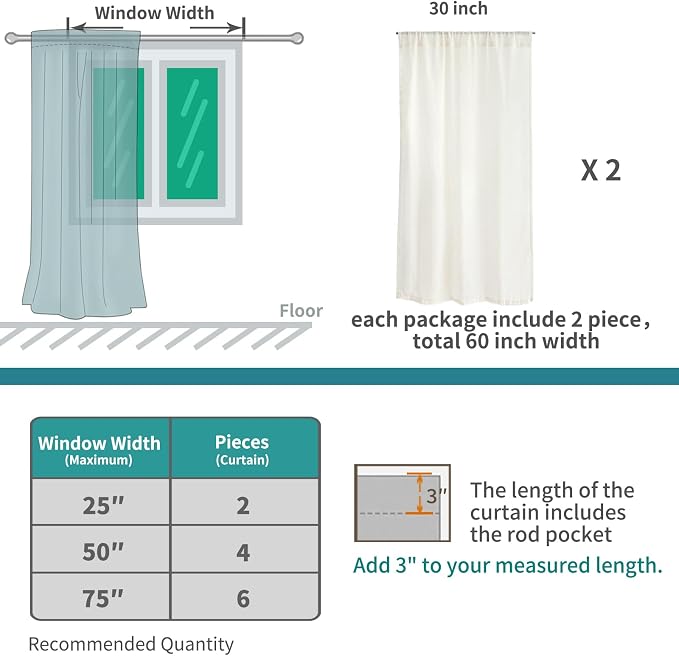 BGment Beige Linen Curtains 45 Inch Length - Image 9