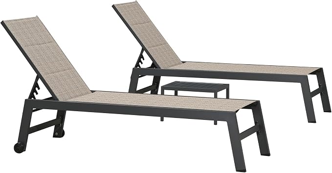 PURPLE LEAF Outdoor Chaise Lounge Set of 4 Aluminum Patio Lounge Chair - Image 9