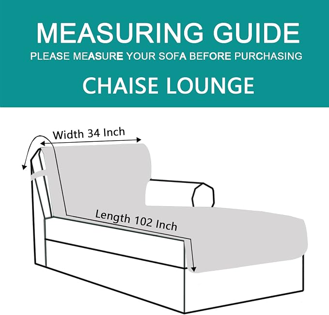 U-NICE HOME Sectional Couch Cover Chaise Lounge Cover, Pet Friendly, Elastic - Image 5