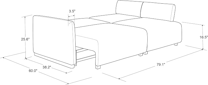 Serta Vail 86" Convertible Sleeper Sofa, Queen Size, Wall-Hugging Dreamglide - Image 16