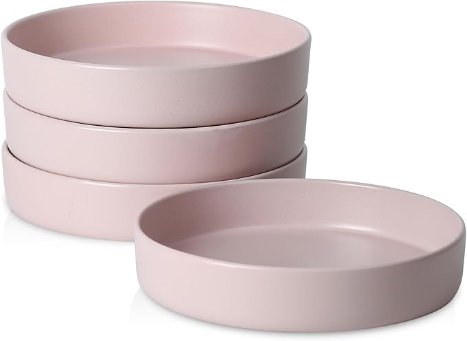 Stone Lain Albie Stoneware Bowl Set, 4-Piece Pasta Bowls for Kitchen, Ceramic Serving for Noodles, Fruit, Cereal, Dinner - Microwave & Dishwasher Safe, Pink