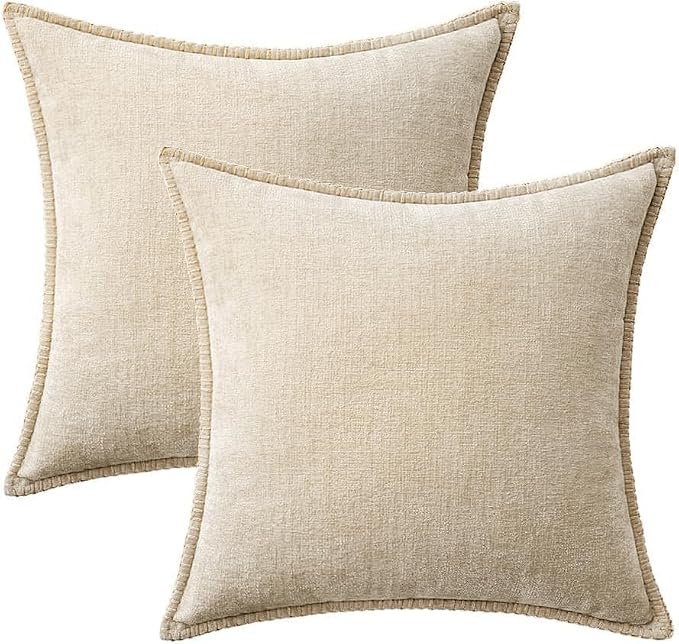 MIULEE Decorative Couch Throw Pillow Covers 22x22 Inch Beige 2 Pack | Neutral - Image 8