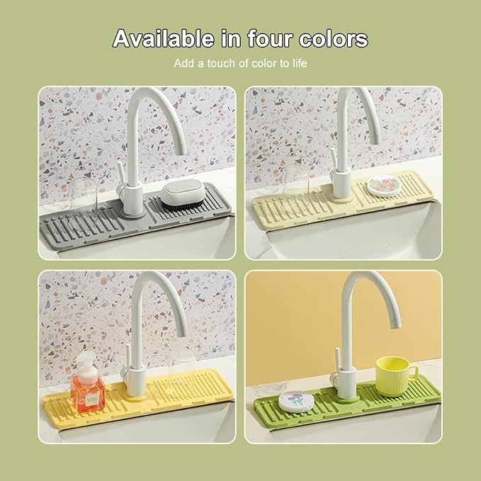 Faucet Mat for Kitchen Sink, 2024 Upgrade Faucet Guard Draining Mat Silicone - Image 6