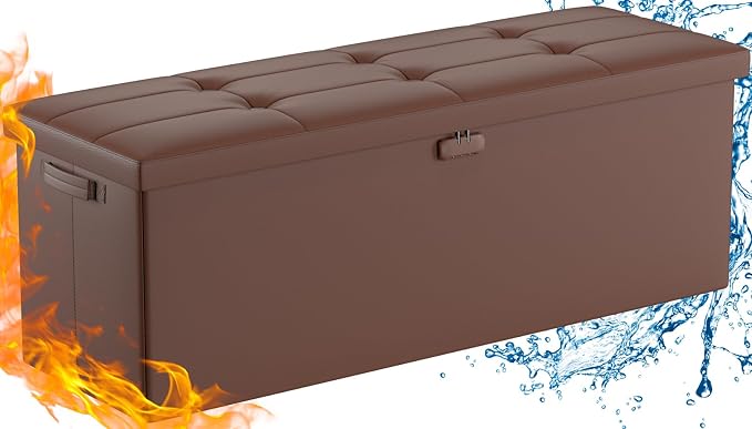 DocSafe Storage Ottoman Bench, Fireproof&Waterproof Folding Bench - Image 9