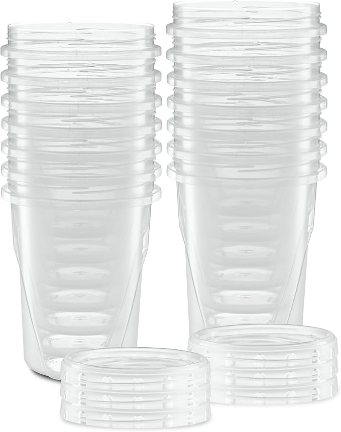 (32 Ounce 10 Pack) Clear Twist cap Containers With Screw on Lids Twist Top Food Storage Freezer Containers