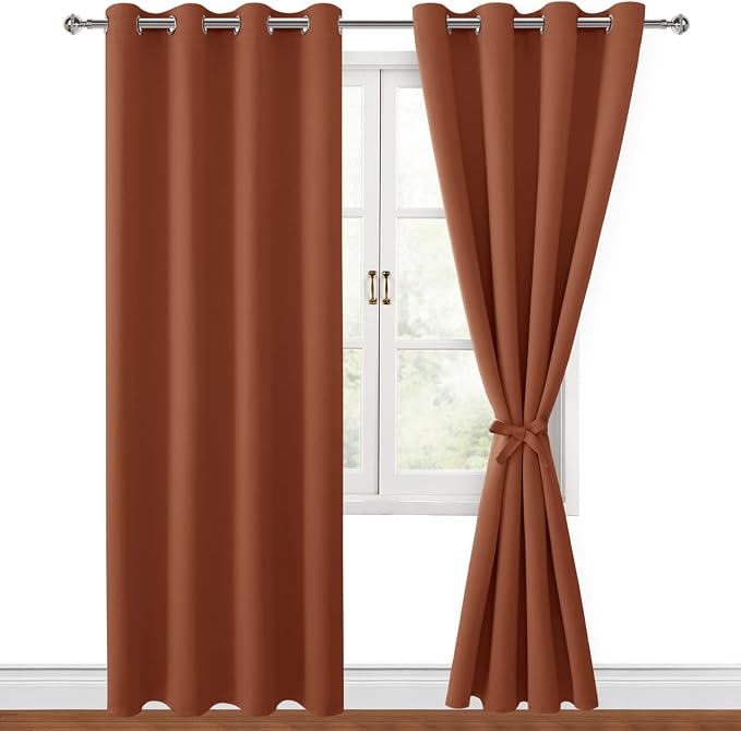Fall Blackout Curtains for Bedroom, 52 x 96 Inches Long Burnt Ochre | Thermal - Image 8
