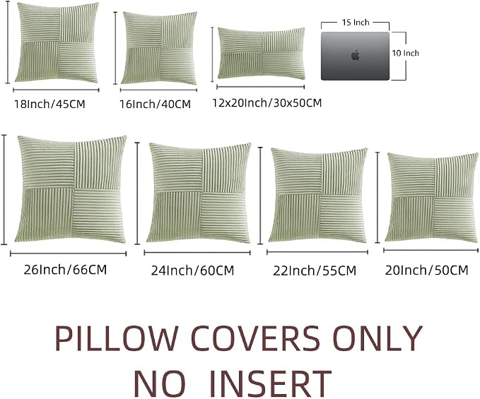 Fancy Homi 2 Packs Sage Green Euro Decorative Throw Pillow Covers 26x26 Inch - Image 7