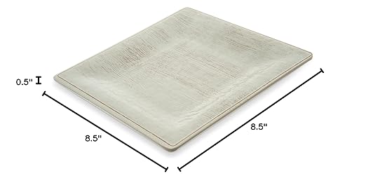 Carlisle FoodService Products Grove Reusable Plastic Plate Square Plate with Rim for Home and Restaurant, Melamine, 8.5 Inches, Buff