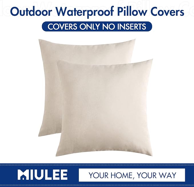 MIULEE Pack of 2 Decorative Outdoor Solid Waterproof Throw Pillow Covers Faux - Image 6