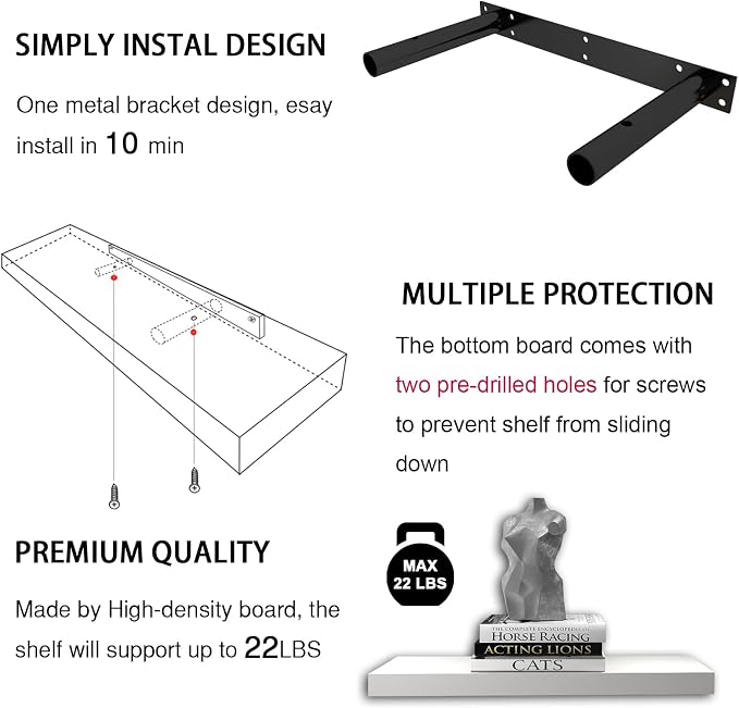 Rustic Brown Floating Shelves for Wall,24in Wall Mounted Display Ledge Shelves - Image 8