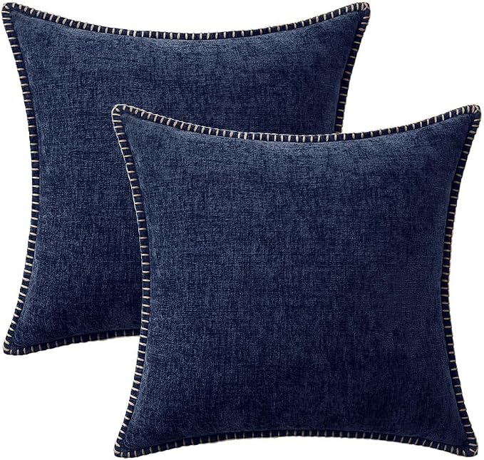 MIULEE Decorative Couch Throw Pillow Covers 20x20 Inch Navy Blue 2 Pack | - Image 6