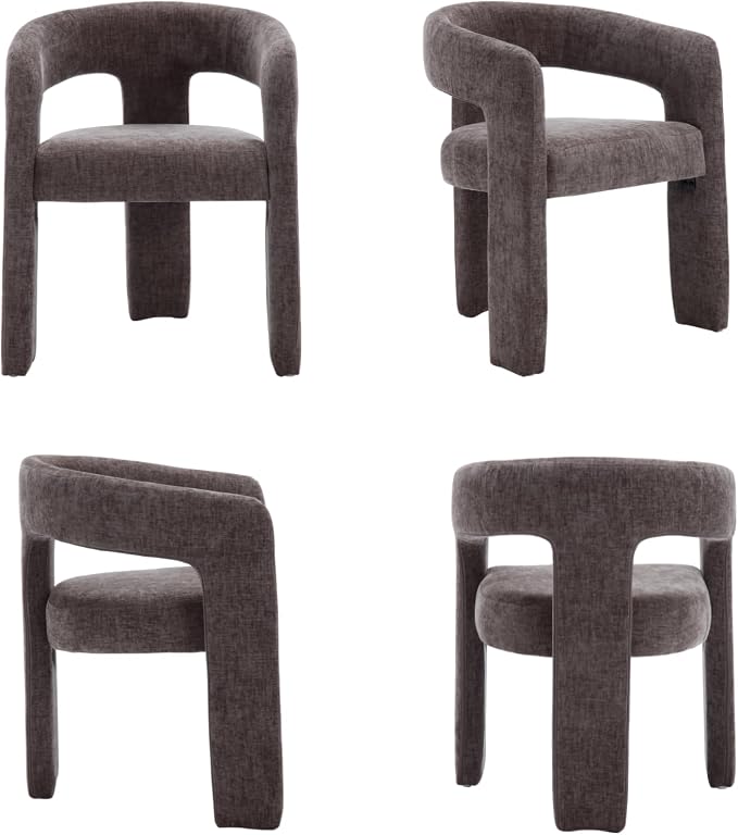 Modern Chenille Dining Chairs Set of 2, Upholstered Barrel Chairs - Image 9