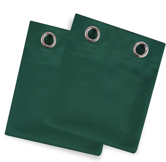 Blackout Curtains 66 x 72 Inch Long Dark Green Curtains Set of 2 Panels Room - Image 9