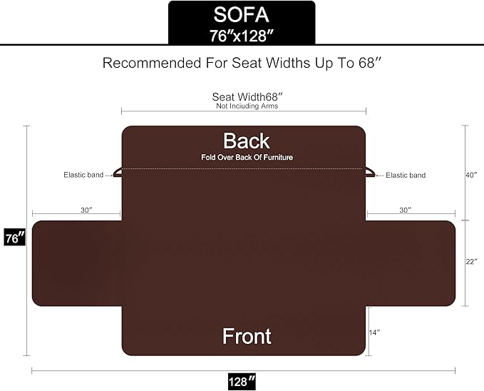 U-NICE HOME Reversible Sofa Cover or Dogs, Dark Grey/Light Grey | 68''Couch - Image 6