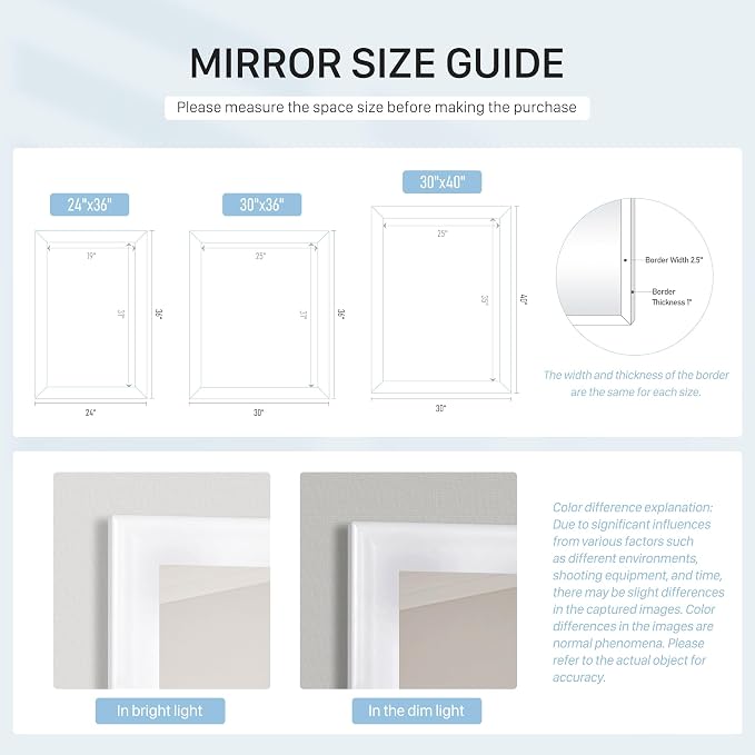 Black Mirror for Bathroom, Rectangle Rustic 30 x 36 inch Vanity Mirror for Wall - Image 8
