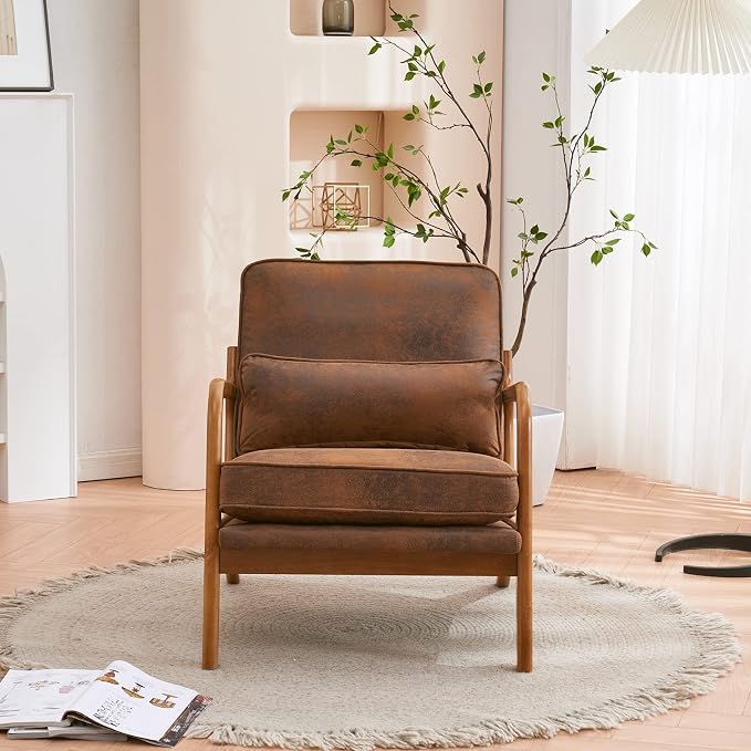 VINGLI Cozy Living Room Chairs, Microfiber Rustic Accent Chairs Set of 2 - Image 9
