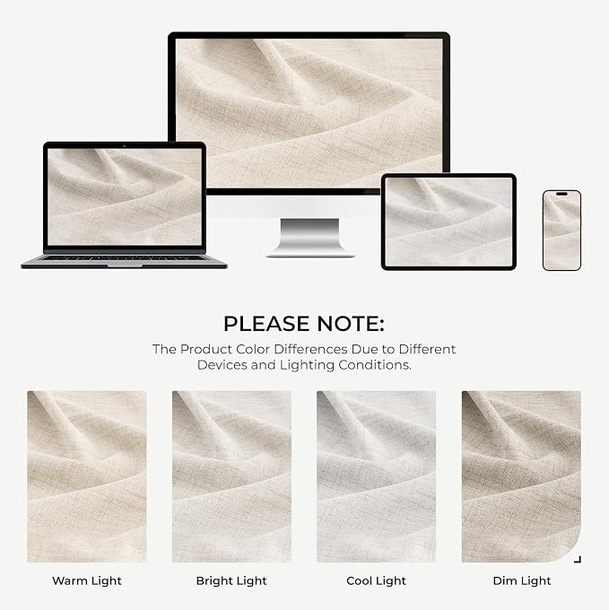 INOVADAY 100% Blackout Curtains 120 Inches Length 2 Panels Set, Back Tab/Rod - Image 8