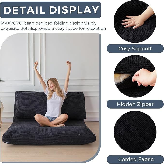 MAXYOYO Folding Sofa Bed, Extra Thick and Long Floor Sofa Convertible Sleeper - Image 8