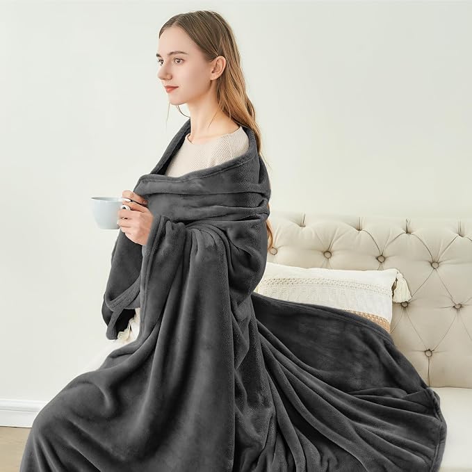 BEDELITE Fleece Blanket Soft Plush Full Bed Blanket Charcoal Grey 84"x90" | - Image 8
