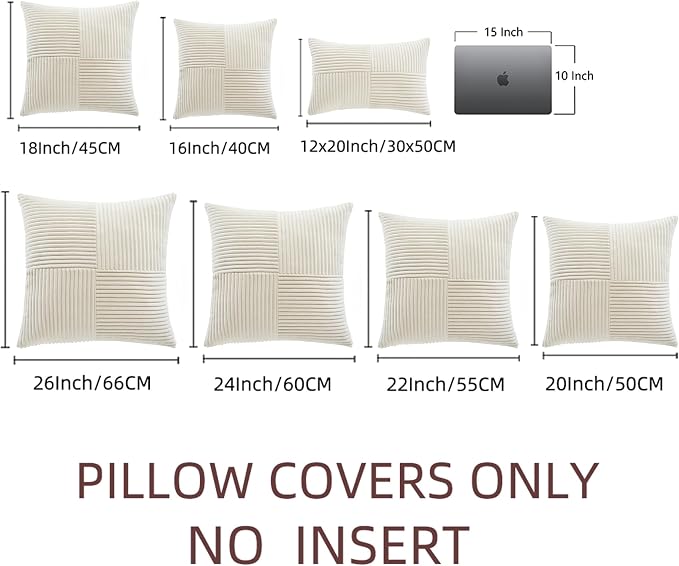 Fancy Homi 2 Packs Cream Lumbar Decorative Throw Pillow Covers 12x20 Inch - Image 7