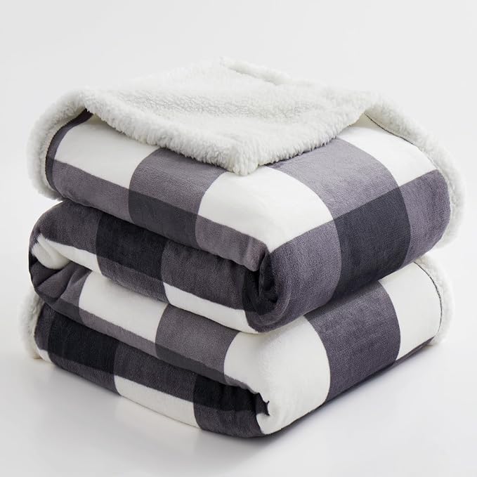 PU MEI Sherpa Blanket Fleece Throw Blanket Twin Plaid Thick Bed Blanket - Image 7