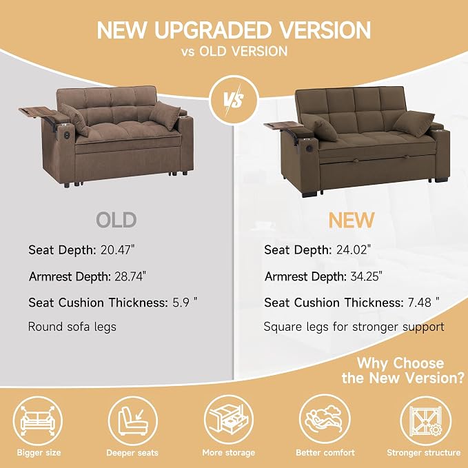 Auvsoce 65'' Chaise Lounge Chair Indoor, 3-in-1 Convertible Sofa Bed - Image 8