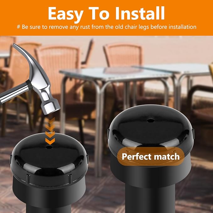 48-Pack Wrought Iron Patio Furniture Feet Caps 1-1/2 inch Round Plastic Outdoor - Image 11