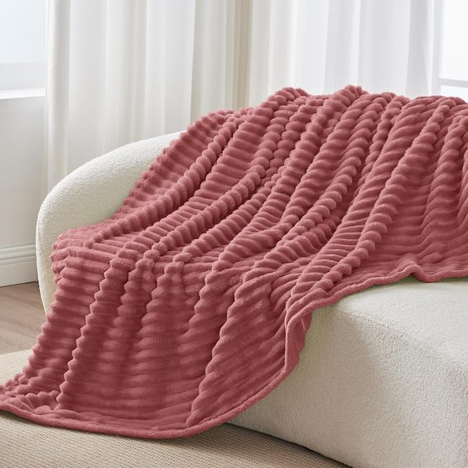 BEDELITE Ribbed Twin Blanket for Couch & Bed, Brick Dust, Warm Yet Lightweight - Image 8