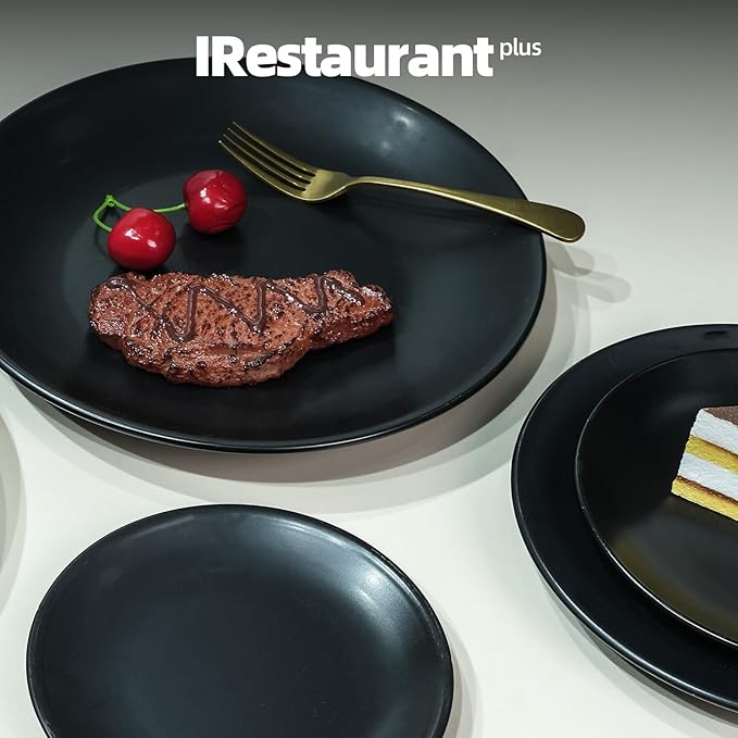 Stoneware Coupe Commercial Grade Dinnerware, Matte Black Plate 6.5", Case of 36