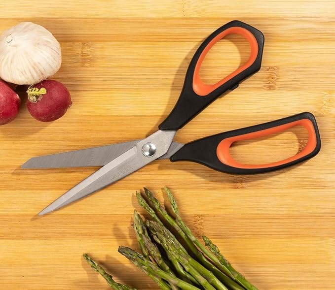 Arcos Kitchen Scissors 8 Inch Stainless Steel. Scissors for Meat Use. Polypropylene Handle and 235 mm Blade. Series Prochef. Black and Red Color