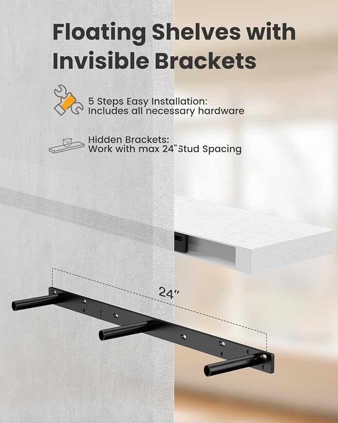AMADA HOMEFURNISHING Floating Shelves Wall Mounted, 47 x 8 Inch Wall Shelves - Image 9