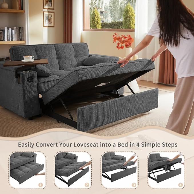 Auvsoce 65'' Convertible Sleeper Sofa Bed - Image 8
