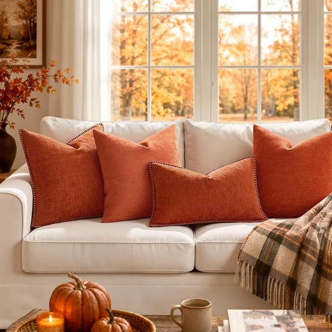 MIULEE Fall Decorative Couch Throw Pillow Covers 20x20 Inch Rust 2 Pack | - Image 6