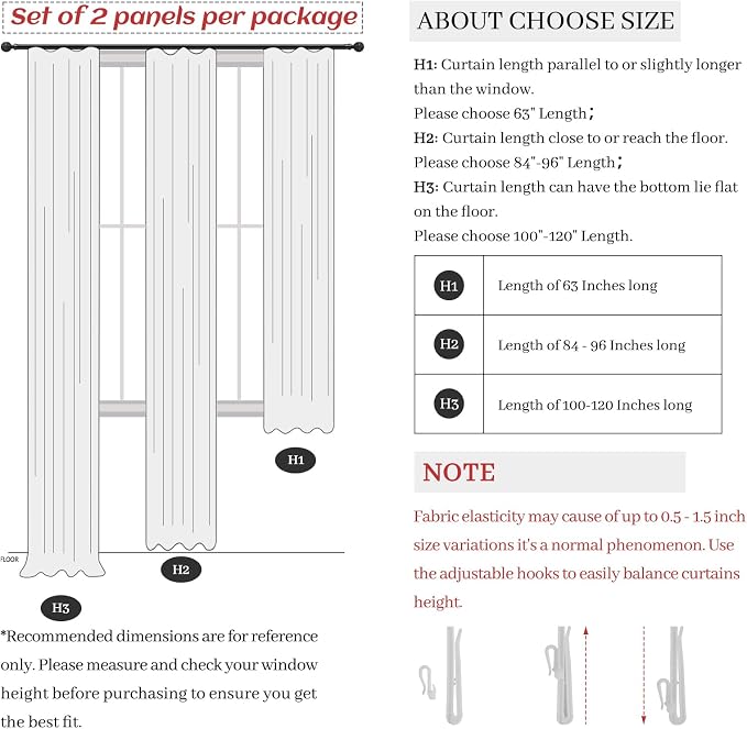 Extra Long Pinch Pleat Snow White Semi Sheer Curtains 108 Inches Long - Image 8