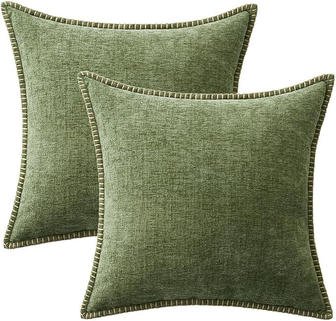 MIULEE Decorative Euro Sham Pillow Covers 24x24 Inch Sage Green 2 Pack | - Image 8