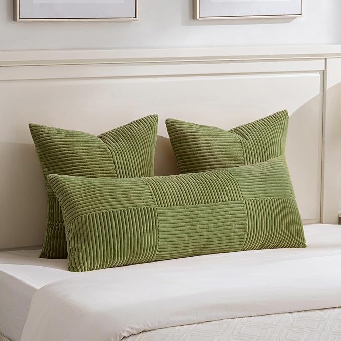 Fancy Homi 2 Packs Moss Green Euro Decorative Throw Pillow Covers 28x28 Inch - Image 5