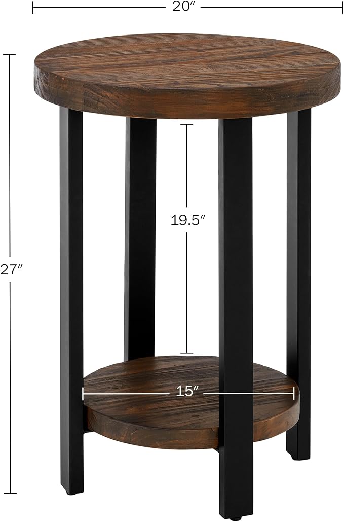 Alaterre Furniture Pomona Living Room 2-Tier Solid Wood Small Round End Table - Image 8