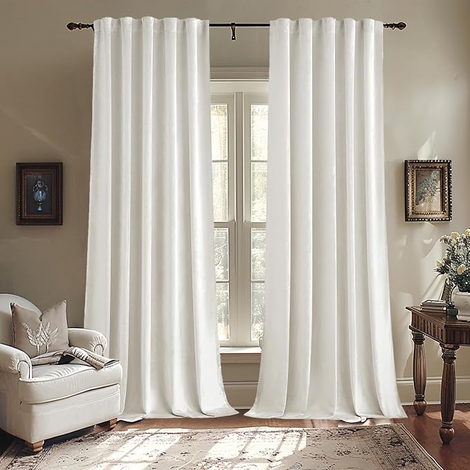 MIULEE White Velvet Curtains 52x84 inches Luxury Room Darkening Curtains | - Image 7