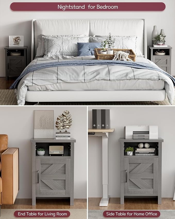 YESHOMY Farmhouse Modern Nightstand - Image 6