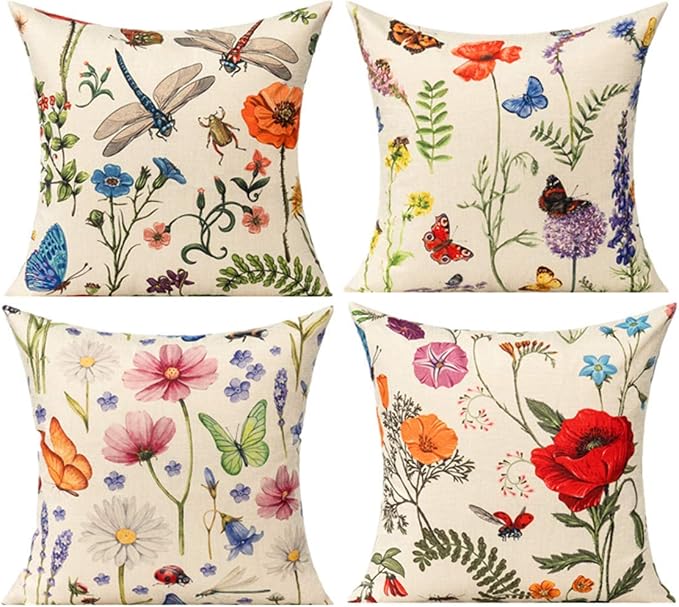 All Smiles Outdoor Patio Throw Pillow Covers 24x24 Set of 4 Summer Spring by AllSmiles