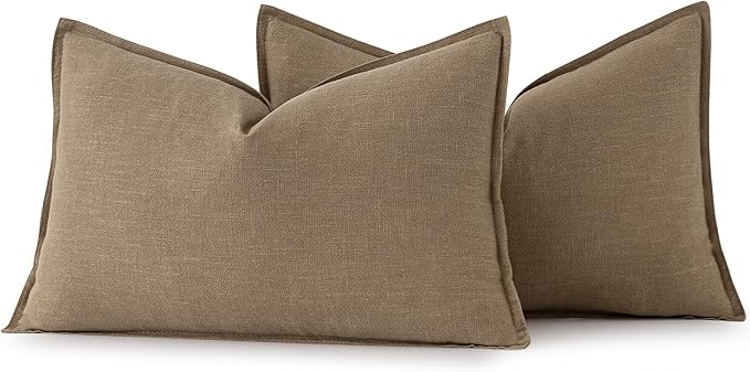 MIULEE Decorative Linen Lumbar Pillow Covers 12x20 Inch Khaki | Boho Farmhouse - Image 6