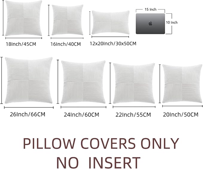 Fancy Homi 2 Packs White Euro Decorative Throw Pillow Covers 26x26 Inch - Image 7