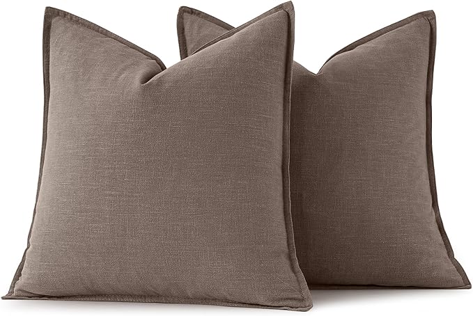 MIULEE Decorative Linen Pillow Covers 18x18 Inch Malt Ball | Boho Farmhouse - Image 6